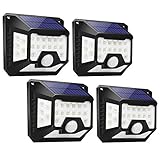 LE Solarlampen für Außen Garten mit Bewegungsmelder, Aussen Superhell Ersetzt 120 LED Solar Aussenleuchte, 270 ° Weitwinkel Solarleuchte, 1000LUX IP64 Wasserdichte Solarlicht Wandleuchte, 4 Stück