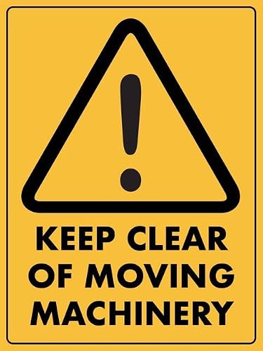 Xewazd A746 8"X12" Caution Sign - Keep Clear Of Moving Machinery, Wall Decor For Home Kitchen Farm Garden Garage