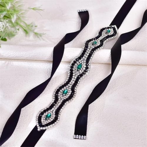 Black Bridal Belt, Women's Rhinestone Evening Dress Belt, Hand-Beaded Bridesmaid Dress Accessory2
