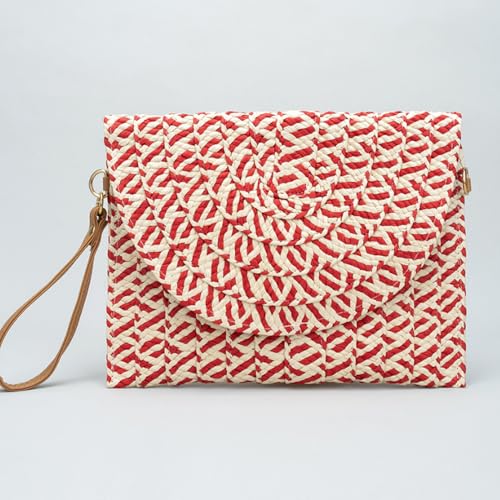 Handwoven Straw Clutch Purse for Women, Adjustable Crossbody Beach Bag with Magnetic Closure, Boho Summer Tote2