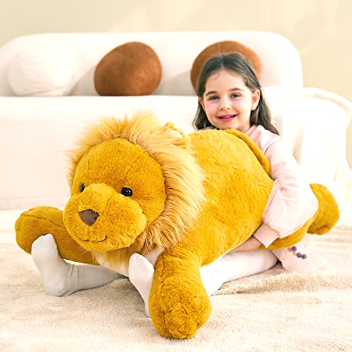 Image of IKASA Large Lion Cuddly Toy, Giant Soft Toy, Large Plush Toy, Giant Plush Toy, 78 cm, Fluffy Jumbo Plush Toys, Soft XXL XL Stuffed Toys, Cute, Gift for Children (Brown, 78 cm)