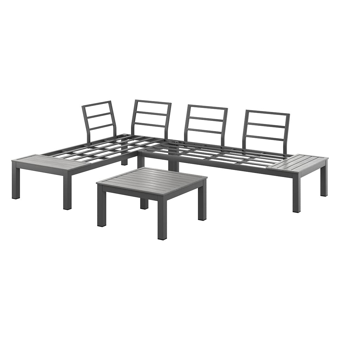 OUTLIV. Gartenlounge Morsum Gartenmöbel-Set, 164x238x69cm, mit Kissen, Grau | Aluminium und Polyester; mit Kissen; 164x238x69cm; Grau; komfortabel, pflegeleicht; für Garten und Terrasse