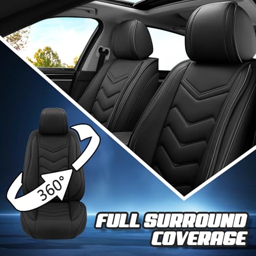 Image of ADERN Car Seat Covers for Jeep Wrangler 2000-2025, Premium Nappa Leather Car Seat Cover, Stylish Sport Seat Covers, Automobile Seat Cover Sets.(Standard 2 Seats /Pure Black)