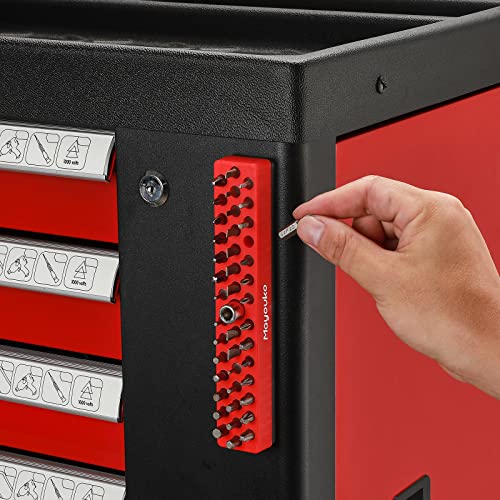 Mayouko 1/4" Magnetic Hex Bit Holder Rack Organizer, 43 Holes, 1/4-Inch Drill Bit Holder, Red, Magnetic Bit Holder With Magnet Base For Screwdriver Bits #TOP6