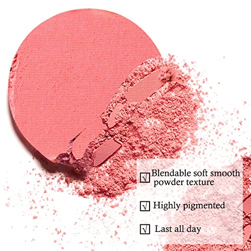 Boobeen Single Color Blush Face Blush Palette Matte Baked Makeup Blush Powder High Pigment Pressed Blush, Long-Lasting Colorful, Blends Easily, Lightweight #TOP2