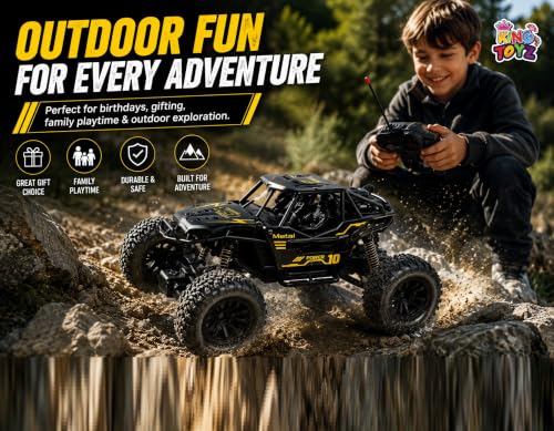 Image of Rock Crawler RC Car, 4 Functions, Rechargeable Remote Control Climbing Car with Fog Effect for Kids-Black
