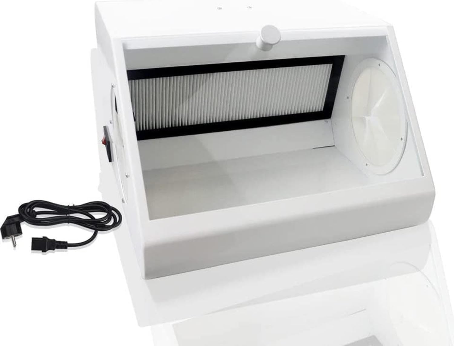 Scatola per Polvere per Laboratorio odontoiatrico, Scatola per Polvere per sabbiatura, con 12 Gruppi di Luce LED, Dispositivi di filtraggio, Vetro temperato, per sabbiatura Dentale, Rettifica