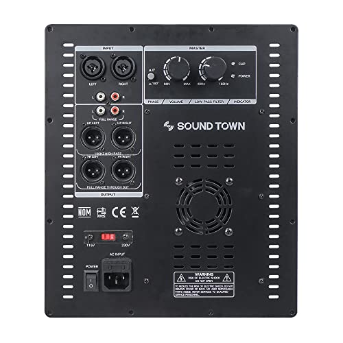 Image of Sound Town METIS Series Powered Subwoofer 1800 Watts 15 inch, with Class-D Amplifier, 4-inch Voice Coil, High-Pass Filter (METIS-15PWG)