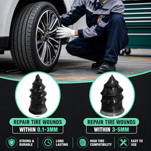 Image of Tubeless Tyre Repair Rubber Nail Kit for Car, Bike, Motorcycle, Scooter and Bicycle, No Glue Required, Quick Puncture Repair, Pack of 10