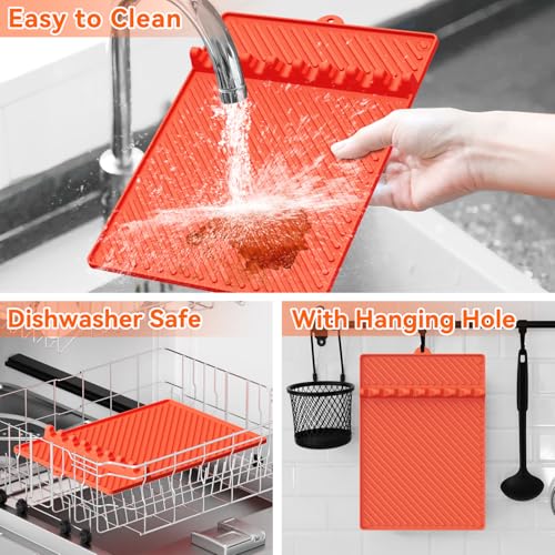 Image of Silicone Griddle Mat for Blackstone - Magnetic Silicone Grill Tools Mat for Blackstone Accessories, Side Shelf Spatula Utensil Mats with Drip Pad for Outdoor BBQ Grill Kitchen Countertop (1-Pack)