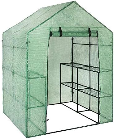 skyning Greenhouse for Outdoors with Observation Windows, Large PVC Garden Walk-in Greenhouse Plant Cover 3 Tiers 12 Shelves Stands Green House