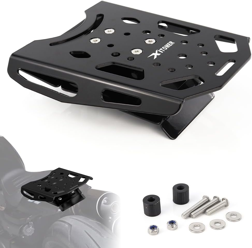 Xitomer 4.0mm Rear Rack Compatible with Harley Sportster S / RH1250 (2021-2025) Gloss Black Top Rack Luggage Rack