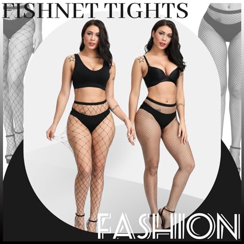 FULLSEXY Plus Size Fishnet Stockings, Fishnet Tights Thigh High Stockings Pantyhose for Women4