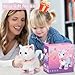 Interactive Electronic Plush Toy Walking and Barking Robot Cat Plush Cat Remote Control Kitten for Girls (White Cat)