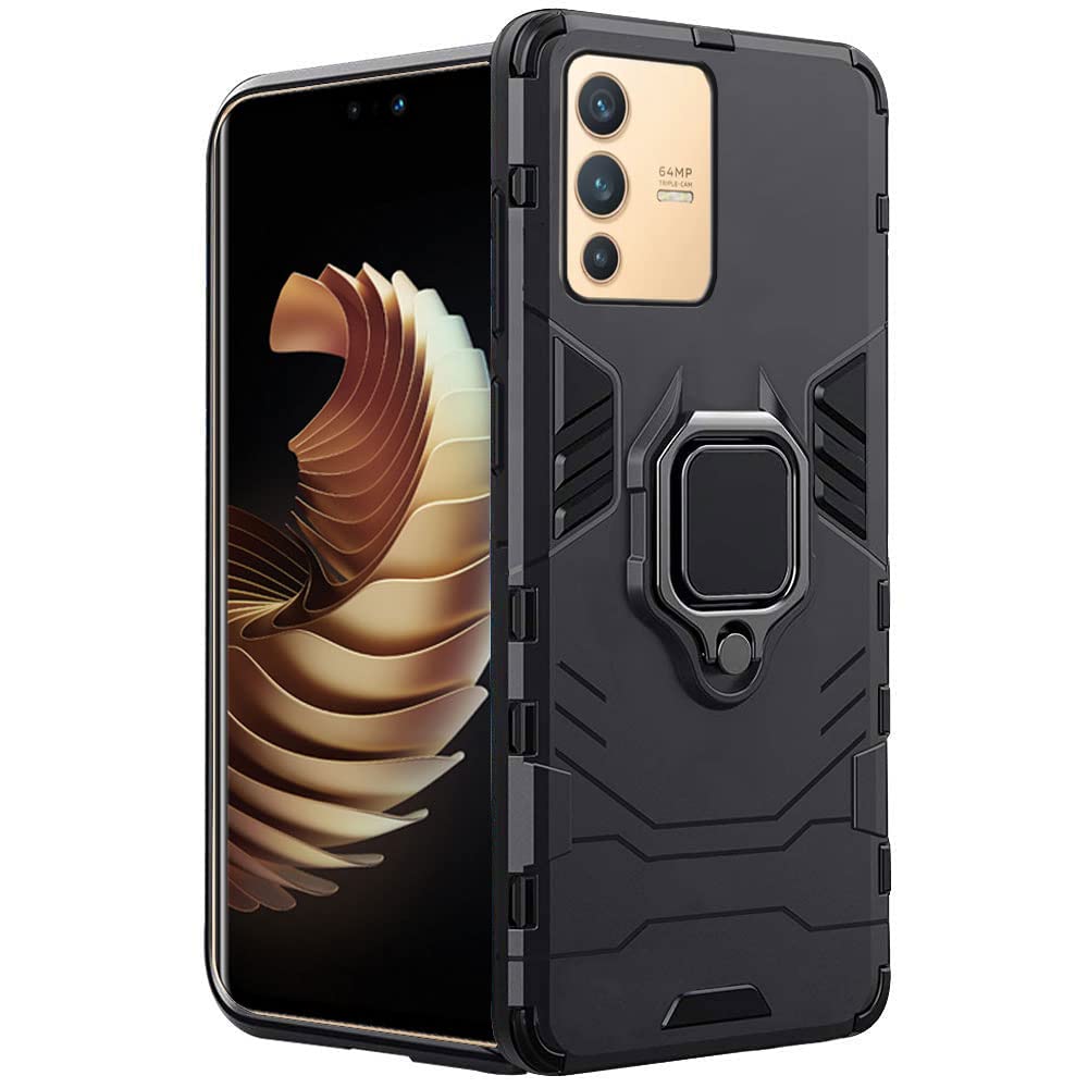 TheGiftKart Tough Armor Bumper Back Cover Case for Vivo V23 5G | Ring Holder & Kickstand in-Built | 360 Degree Protection Back Case Cover for Vivo V23 5G (PC & TPU | Black) (B09TSXKFW9) Amazon Price History, Amazon Price Tracker