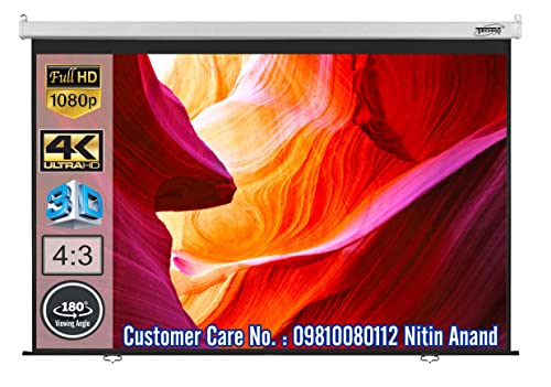 Image of Technolite 7 Ft. x 5 Ft., 100 inches Diagonal 4:3 Format, Supports Ultra HD-3D-4K Wall Type Spring Action Pull Down No Autolock Projector Screen (White)