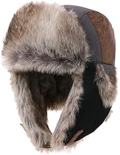 Comhats Winter Faux Fur Trapper Bomber Hats for Men Warm Ushanka Russian Hat Outdoor Earflap Hunting Ski Hat