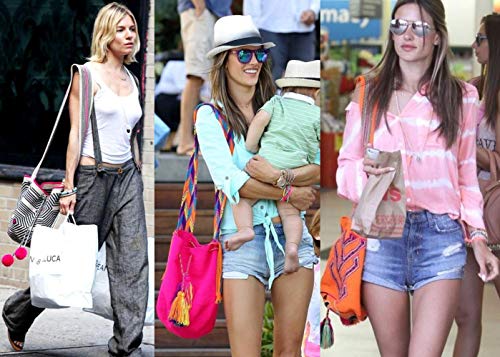 Image of WYOU Designer Wayuu Hand-Crochet Woven Summer Beach Bag for Everyday, Travel-Large Beachy Purse, Colorful Purses for Women