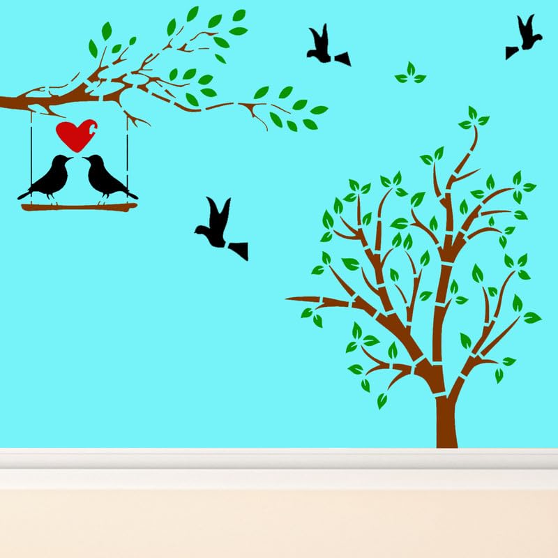 ARandNJ Combo Stencil for Wall Painting (Size:- 24X40 Inch) Theme-"Tree Art & Couple Bird" Print DIY Reusable Painting Design Suitable for Bedroom, Drawing Room, Living Room Entrance (Pack of 1) (B0CZXB7N4M) Amazon Price History, Amazon Price Tracker