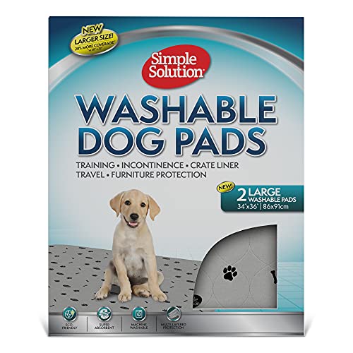 Image of Simple Solution Washable Training and Travel Dog Pads, Re-usable Pee Pad, Absorbent and Odour Controlling, Large Pack of 2 Grey