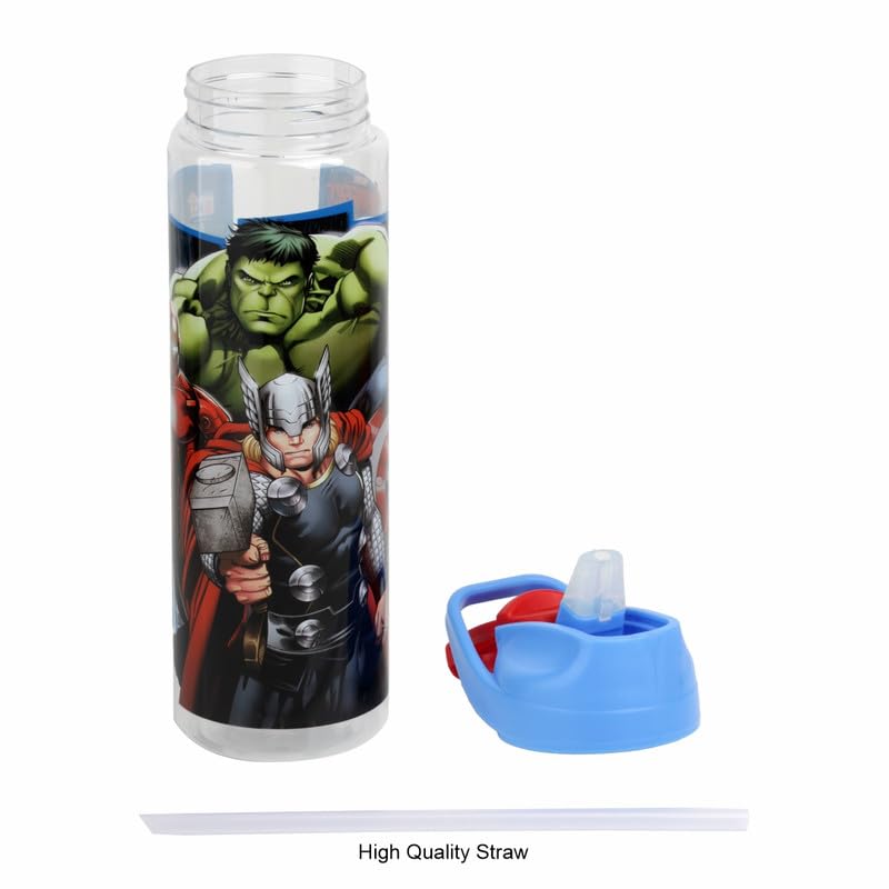 Image of SKI GLIDE Sipper Water Bottle 800 ML, for School, Sports, Trek, Travel | Teens and Kids of all age groups | 800 ML, Leakproof, Light Weight, Pop-up Sipper with Handle| Character Merchandise | Avengers