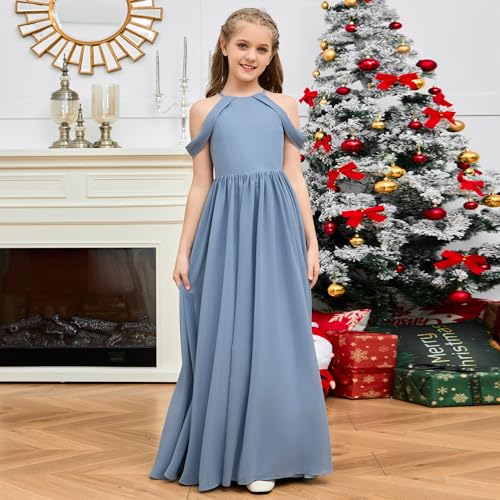 Junior Bridesmaid Dress for Girls Chiffon Off Shoulder Tween Party Dresses 2-14 Flower Girl Gowns Special Occasions4