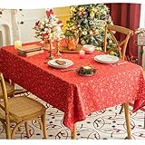 [ＶＡＮＤＲＯＵＰ] 優雅テーブルクロス エレガントな幾何学模様 135*135cm シンプル 長方形綿麻 柔らかく快適 耐久性 テーブルカバー キッチン ディナー 披露宴 誕生日 卒園式 結婚式パーティー 宴会の装飾 レッド 室内装飾 イベント用 テレビキャビネット