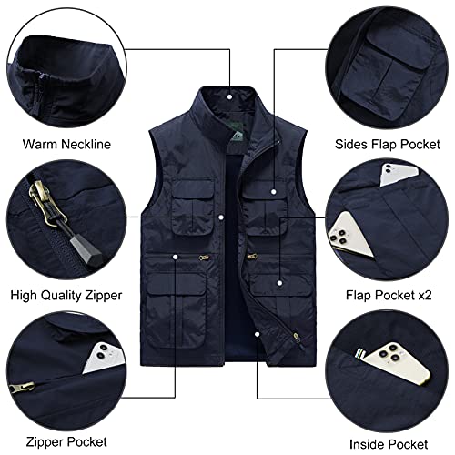AIEOE Men's Outdoor Workout Vest Lightweight Travel Photo Vest Sleeveless Jacket with Pockets4