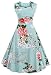 VOGVOG Women's 1950s Retro Vintage Cap Sleeve Party Swing Dress, Floral Mint Green, Medium