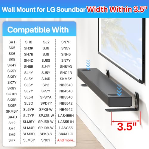 notiela Soundbar Wall Mount for LG Soundbar Mount Space Saving Soundbar Mount Under TV or Above TV for LG SK1 SK5 SK6 SK8 SK4Y SK5Y SK6Y SP2 Sound Bar Shelf by notiela - Used condition - Image 2
