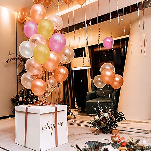 BENERAY Colorful Balloons Garland Arch Kit, 125pcs, Rose Gold + Gold + Pink + White + Confetti, for Birthday, Party, Christmas, Wedding, Anniversary and Vacation