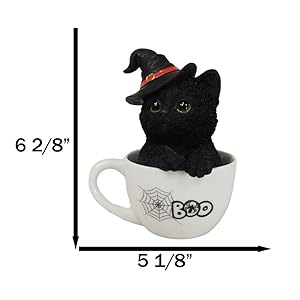 Ebros Lifelike Witching Hour Halloween Black Cat with Witch Hat in White Spider Web Boo Tea Cup Pet Pal Figurine with Glass Eyes Witches Wicca Occult Feline Cats Kittens Decor Figurine Ebros Lifelike Witching Hour Halloween Black Cat with Witch Hat in White Spider Web Boo Tea Cup Pet Pal Figurine with Glass Eyes Witches Wicca Occult Feline Cats Kittens Decor Figurine