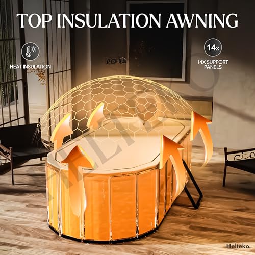 Image of Helteko Bath Tub for Adult for Bathroom, Foldable Tub for Home Use with Drainage Hole, Thickened Insulated Ice Bath Tub, Inflatable BathTub for Adults, Ice BathTub for Adults (Black Titan With Cap)