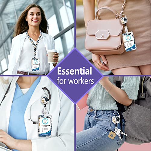 Id Badge Holder With Lanyard For Women, Retractable Badge Reels For Nurses, Detachable Neck Lanyard Strap Work Id Card Holder Keychain Lanyards For Doctor Students Teacher Office Staff (Boho) #TOP5