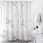 Marble Bathroom Shower Curtain,Grey and White Fabric Shower Curtain with Hooks,Unique 3D Printing,Decorative Bathroom Accessories,Water Proof,Reinforced Metal Grommets 72x72 Inches