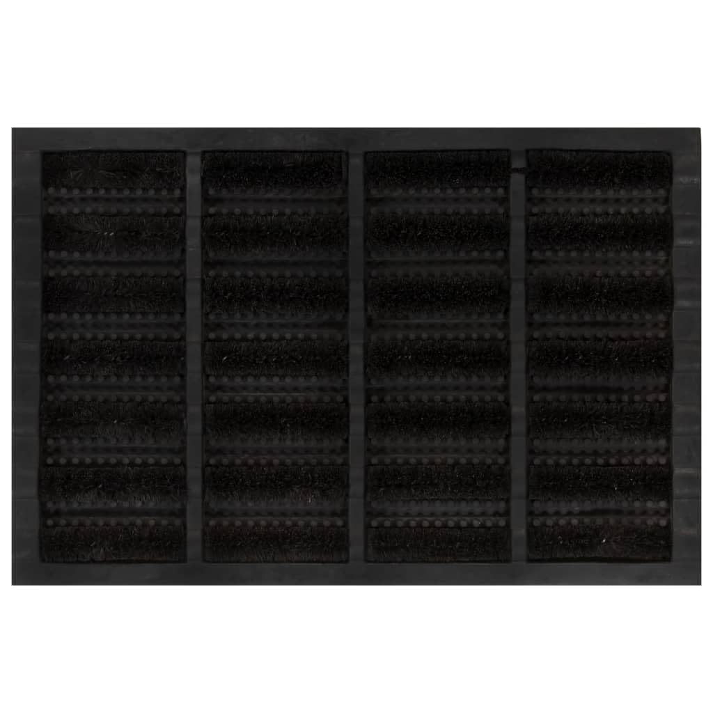 Felpudo rectangular 40 x 60 cm goma y fibra de coco | Base antideslizante, apta para aspiradora, interior y exterior, para porche y garaje