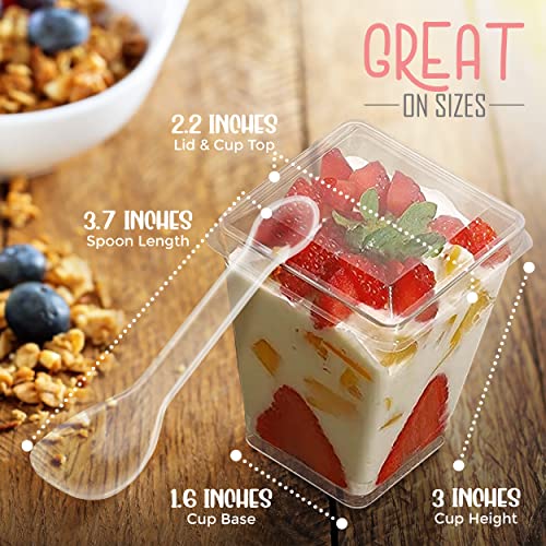 100Pack 5Oz Clear Plastic Dessert Cups With Lids And Spoons - Mini Parfait Cups With Lids - Appetizer Cups For Parties Small Dessert Cups With Spoons (100 Cups + 100 Lids + 100 Spoons) #TOP1