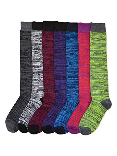 Mamia 6 Pack Women Multi Pattern Playful and Colorful Knee High Socks (Messy, Size 9-11)