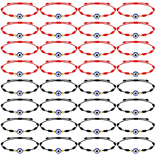 32 Pieces Evil Eye Bracelets Adjustable Evil Eye String Knot Bracelet Good Luck Amulet Bangle Braided Rope Charm Strand for Women Men