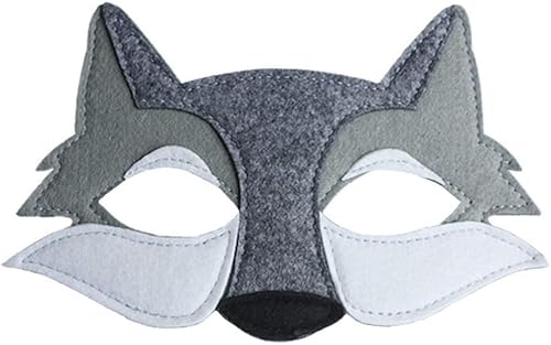 Toyvian 3 máscaras de lobo de fieltro, máscara de media cara, decoración de disfraces, recuerdos de fiesta para niños que usan color gris disponible en Yaxa Colombia