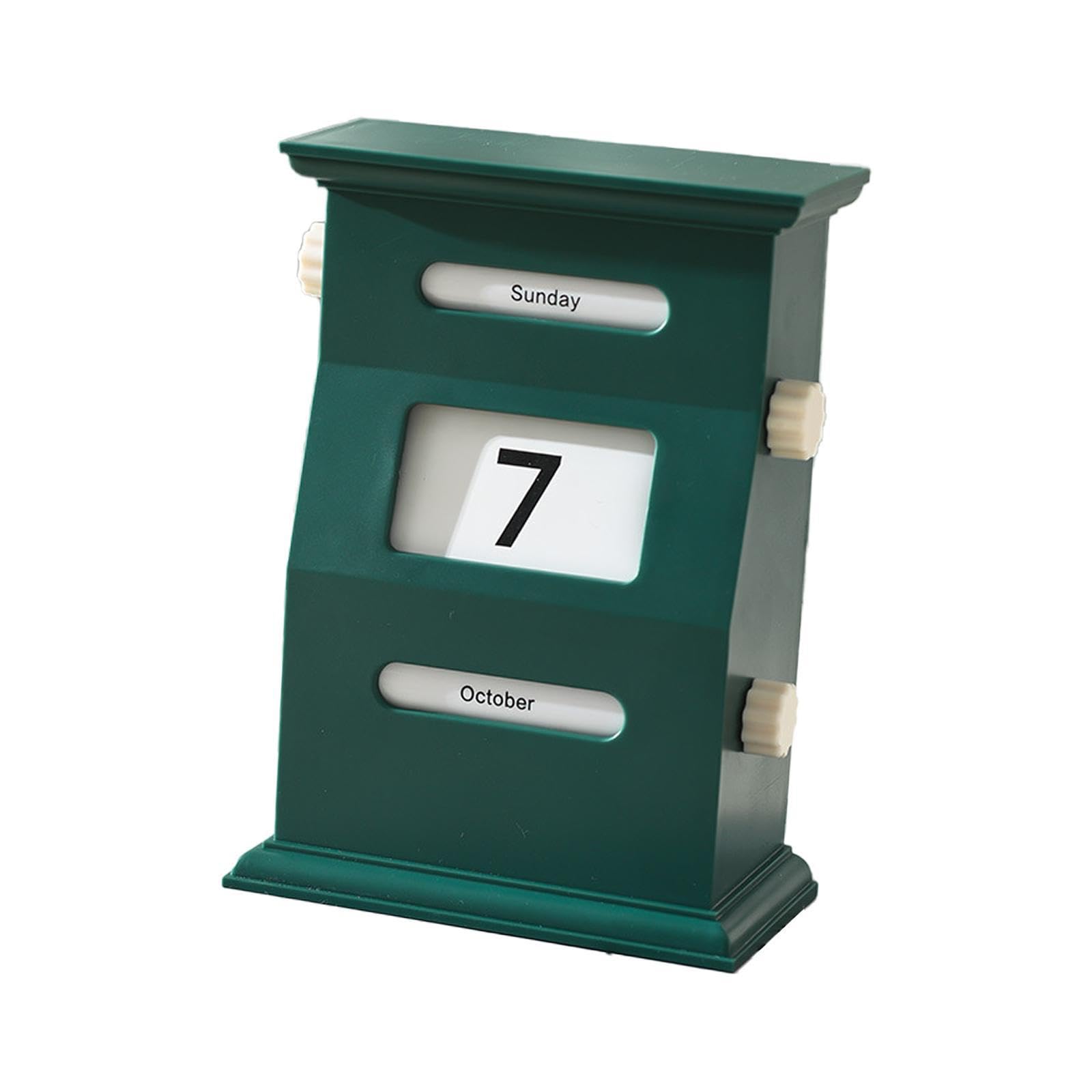 Kalender, drehbarer Schreibtisch, dekorativ, Basteln, Tischkalender, Kunstwerk, Retro, PP-Material, geeignet für Arbeitsplatte, Heimbüro, Tisch, Grün