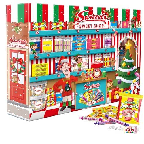 Swizzels Christmas Advent Calendar 2024 Kids - Sweet Shop Selection Box Christmas Countdown with Squashies, Drumstick & More 220g. Ideal Xmas Gifts, Christmas Sweets Stocking Filler with Topline Card