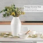 Ceramic Rustic Farmhouse Vase for Flowers Pampas Grass, 10.6" Large Floor Vases Decorative Tall, Beige Flower Vase, Ellipse Boho Vase Vintage Decor Room Coffee Table Living Room, Kitchen,Wedding - Image 3