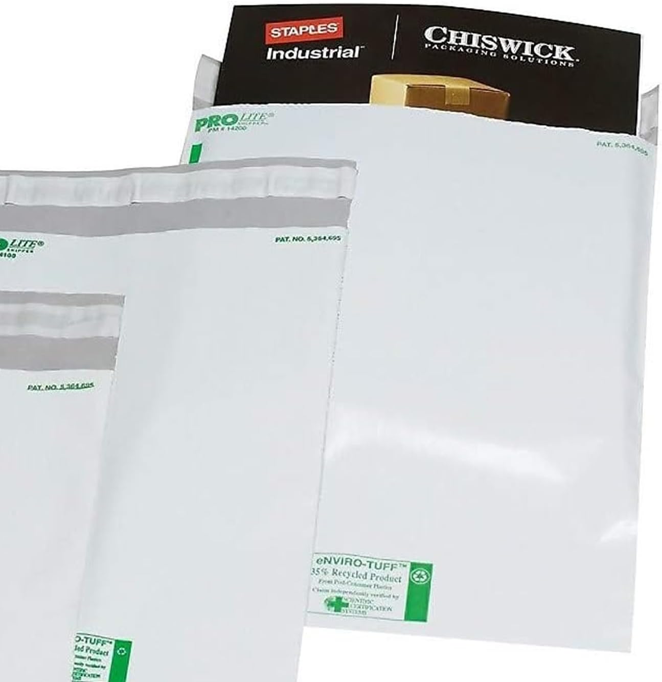 Staples ProLite Poly Mailers, 12” x 15.5”, White — 100/Pack (51647)