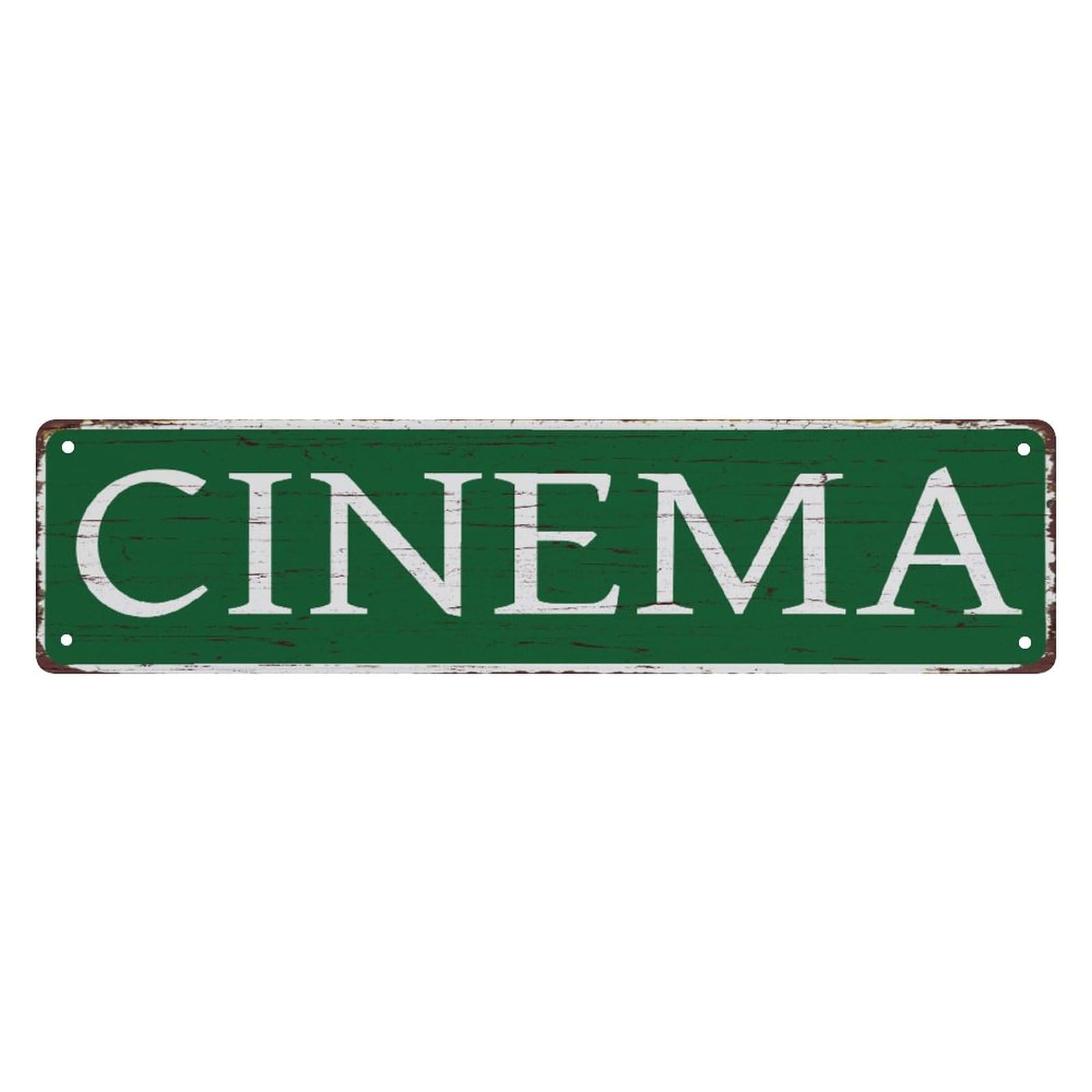 Peiyeety A007 Vintage Metal Tin Sign Decorative Wall Art Cinema Themed Sign, Rustic Style, Durable Waterproof Rustproof, For Home, Entertainment Decor, Man Cave, Easy To Mount, 4X16 Inch