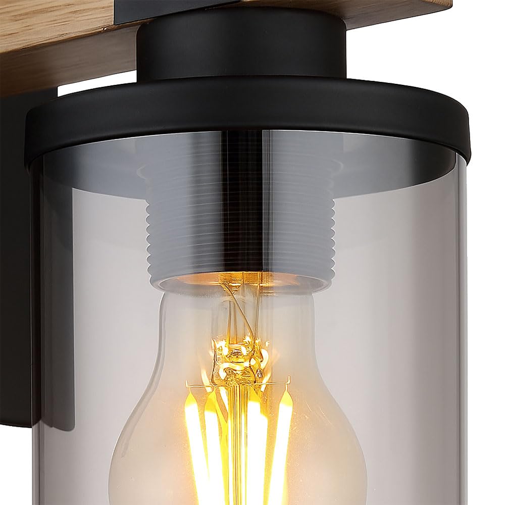 GLOBO Wandleuchte Retro Wandlampe Treppenhausleuchte Flurlampe Holz Wohnzimmerlampe, 1x E27, BxH 10x22,5 cm