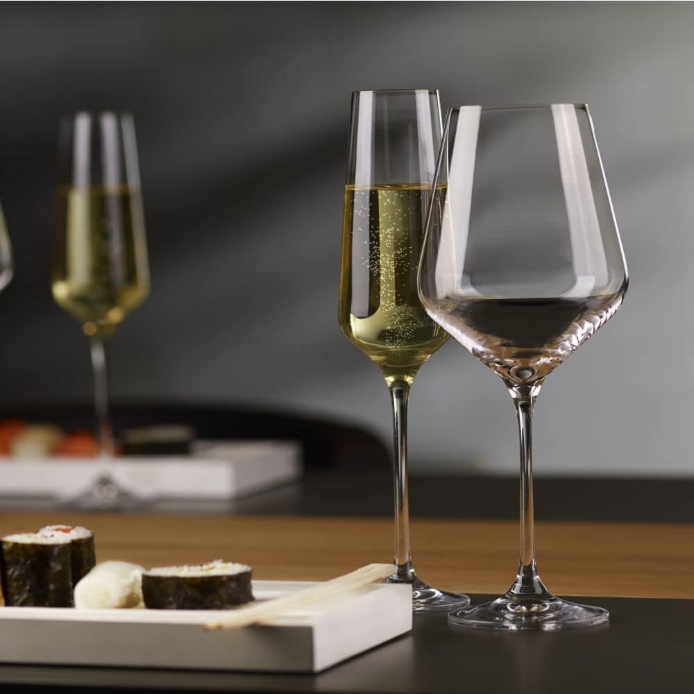 Krosno Gläserset 6× Rotweingläser 550 ml + 6× Champagnerflöten 200 ml | Bleifreies Kristallglas | Perfekt für Zuhause, Restaurants und Partys | Spülmaschinengeeignet