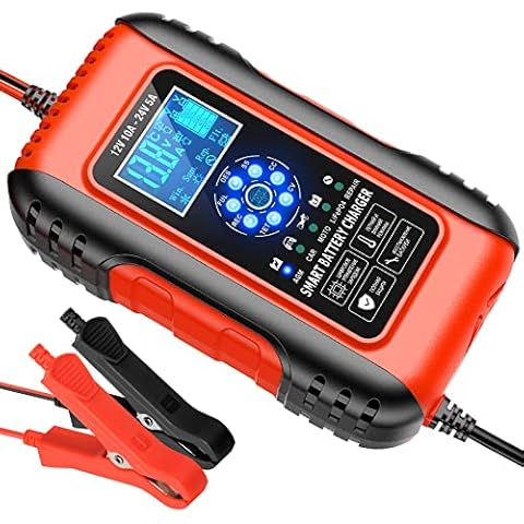 10A Car Battery Charger, 10A 12V/8A 24V Car Battery Charger, Leisure Battery Charger,Automotive Smart Portable Battery Charger Maintainer/Pulse Repair Charger Pack for Car, Motorcycle, Lawn Mower Cover