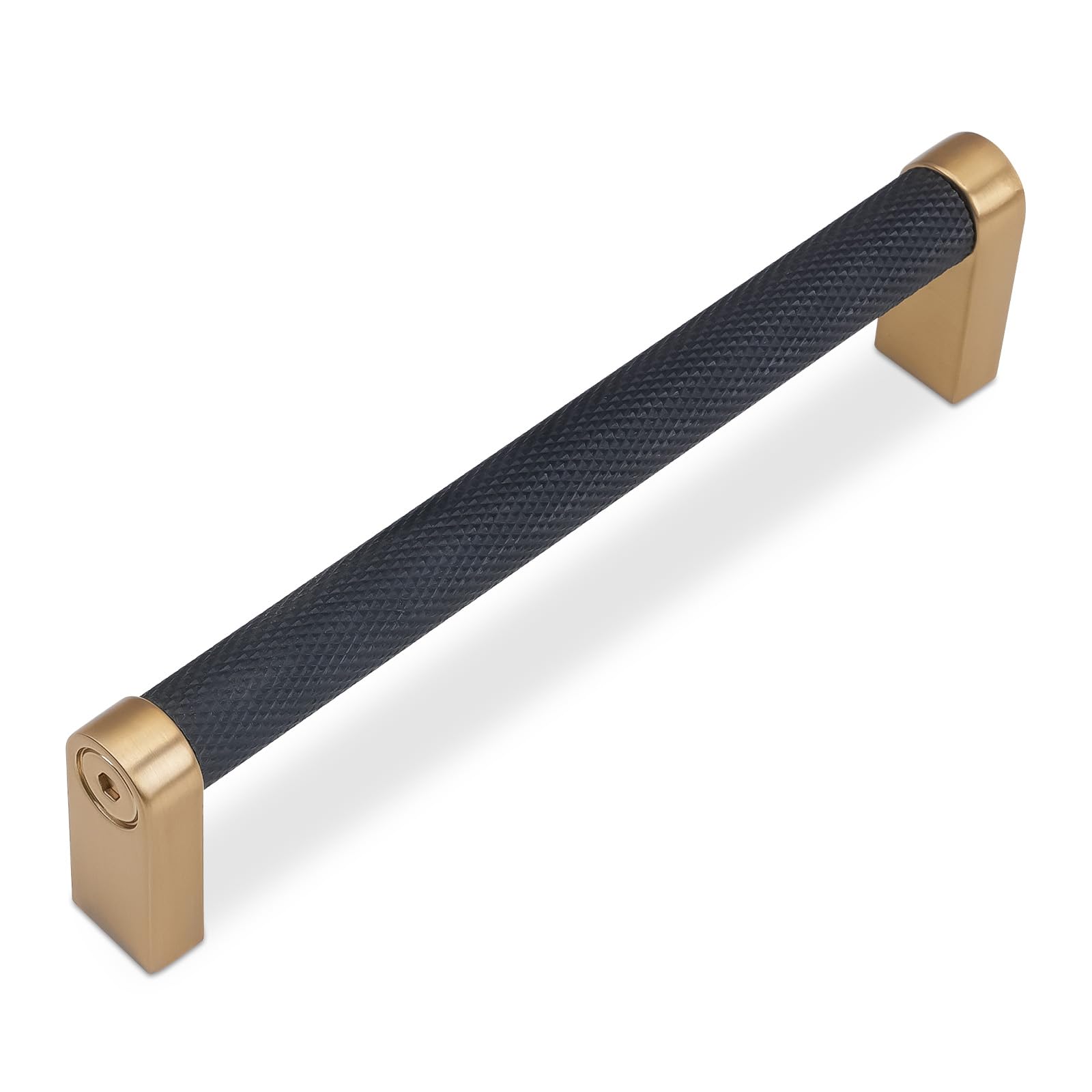BUKOBYHE 10 Pack 6-1/4 Inch(160mm) Black and Champagne Bronze Kitchen Cabinet Handles Knurled Cabinet Pulls Black Drawer Pulls Kitchen Hardware