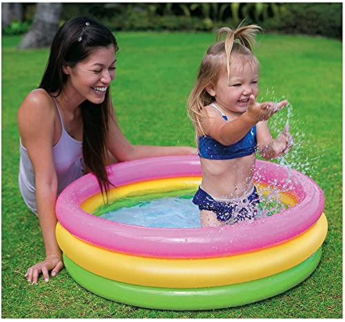 Image of Summer Special Inflatable Kid Swimming Pool with Air Pump - 2 Feet, Multicolor - Perfect for Kids' Bath Time & Water Play